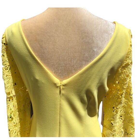 Marina Bright Yellow Lace Sleeve Sheath Dress Party Wedding Size S NWT - Picture 7 of 11